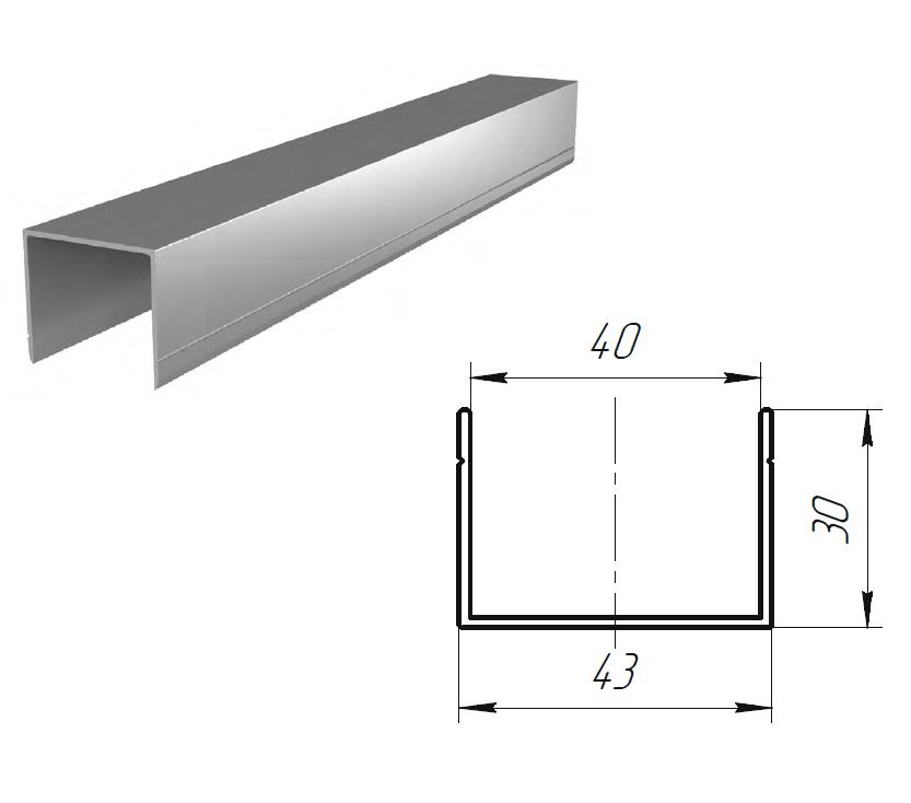 Алюминиевый П-профиль для калитки секционных ворот DoorHan