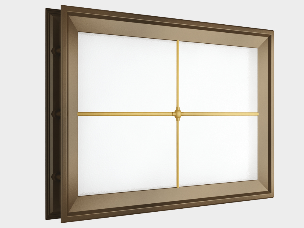 Окно акриловое 452 х 302, коричневое с раскладкой «крест»